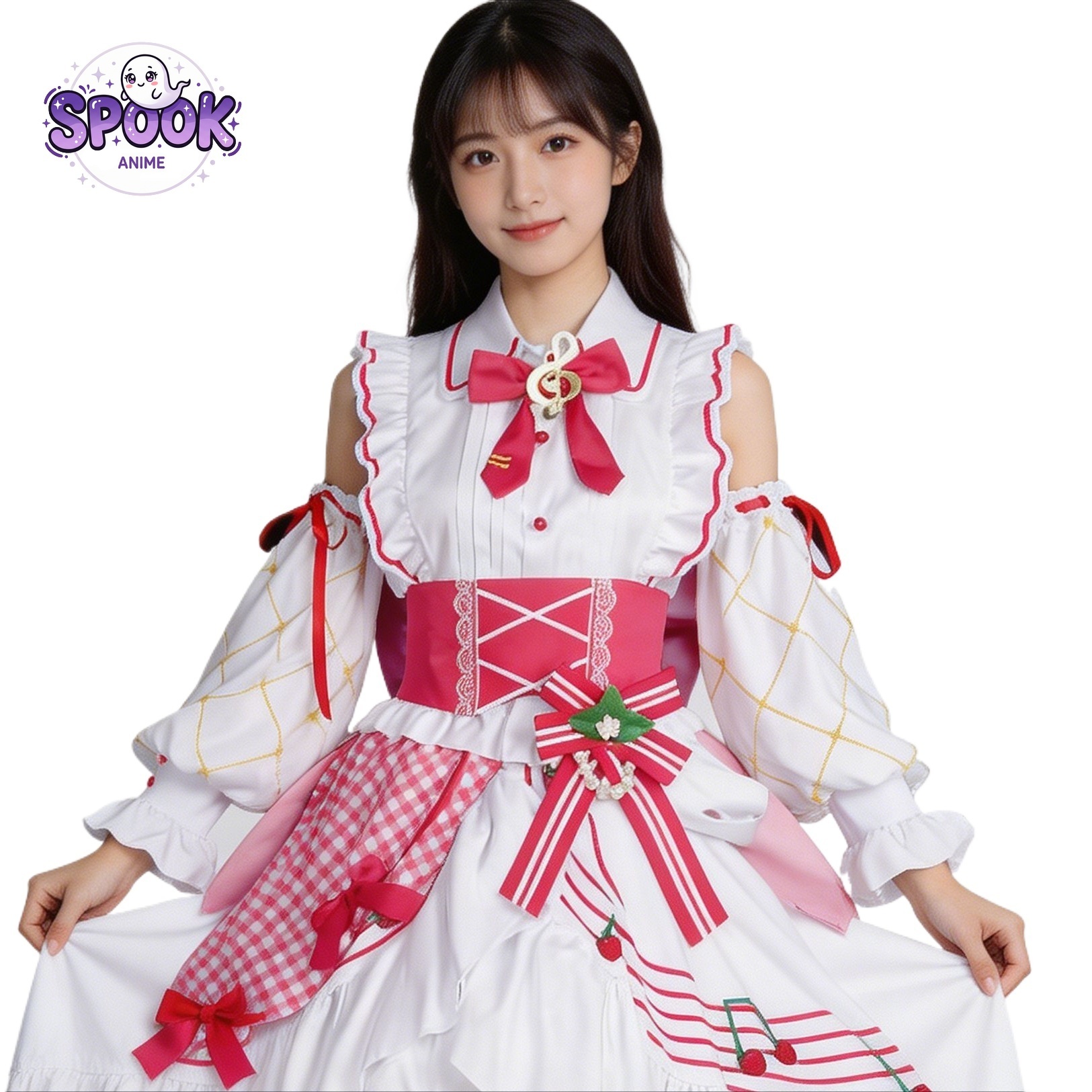 Anime Cosplay Miku - ชุดเดรสโลลิต้าลายสตรอว์เบอร์รี่ ฉลองครบรอบ 15 ปี มิกุ ชุดคอสเพลย์น่ารัก