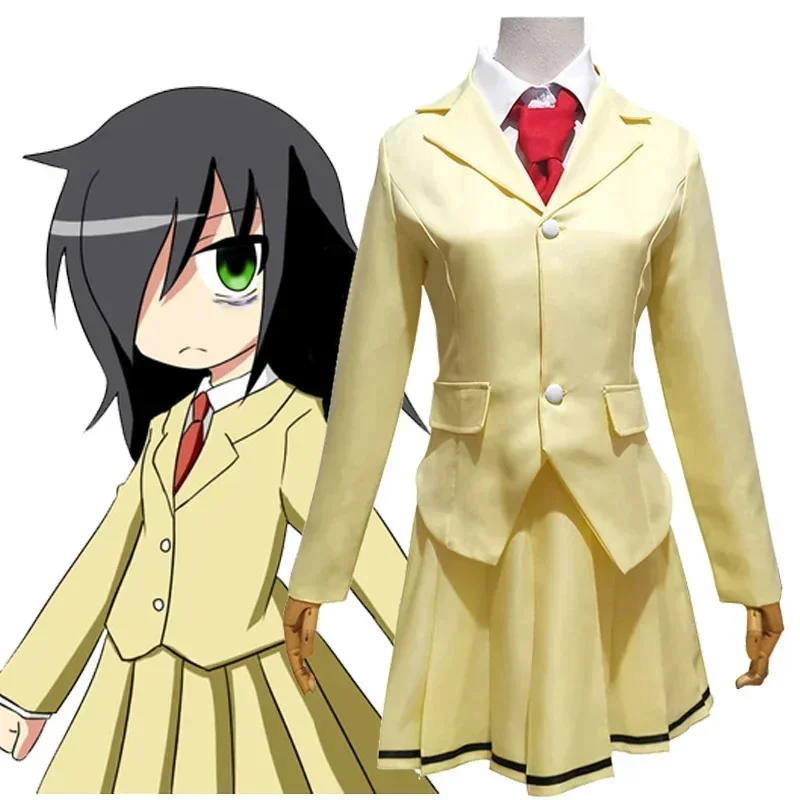 Anime Cosplay 2026 - 2026 สีเหลืองน่ารัก JK กระโปรงชุดเครื่องแบบฮาโลวีนปาร์ตี้คาร์นิวัลชุดอะนิเมะวาตะโมเตะ โทโมโกะ คุโระกิคอสเพลย์เครื่องแต่งกายผู้หญิง