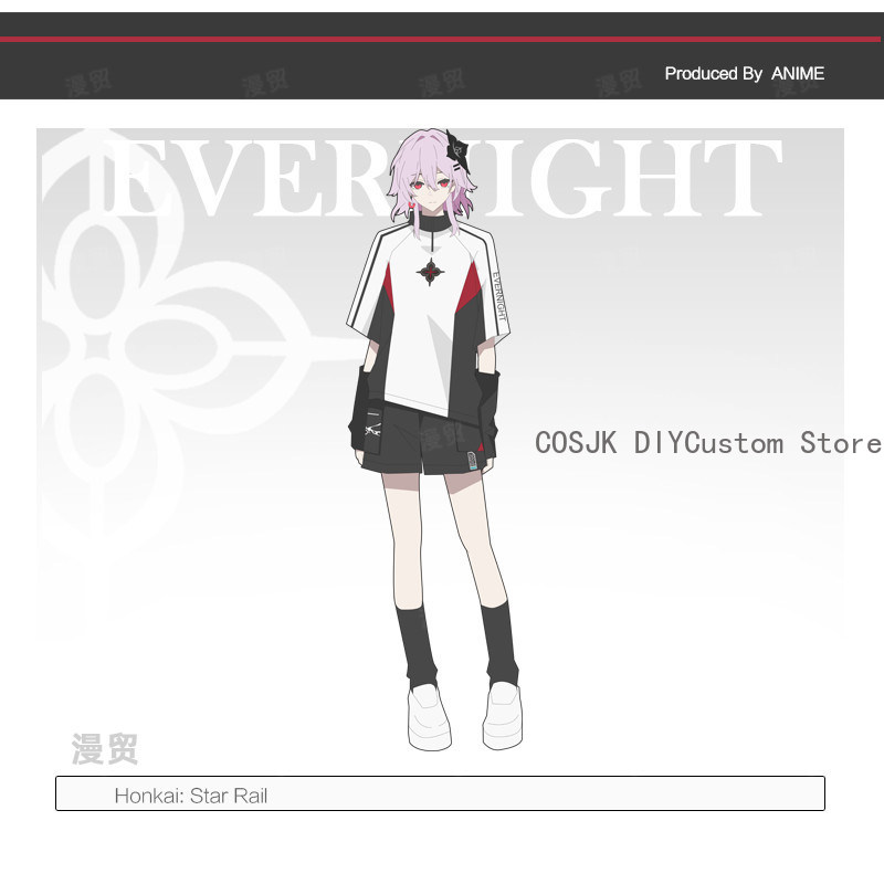 Anime Cosplay 2026 - เสื้อยืดแขนสั้นและกางเกงขาสั้นสำหรับนักเรียนฤดูร้อน 2026 ธีมเกม Evernight Honkai: Star