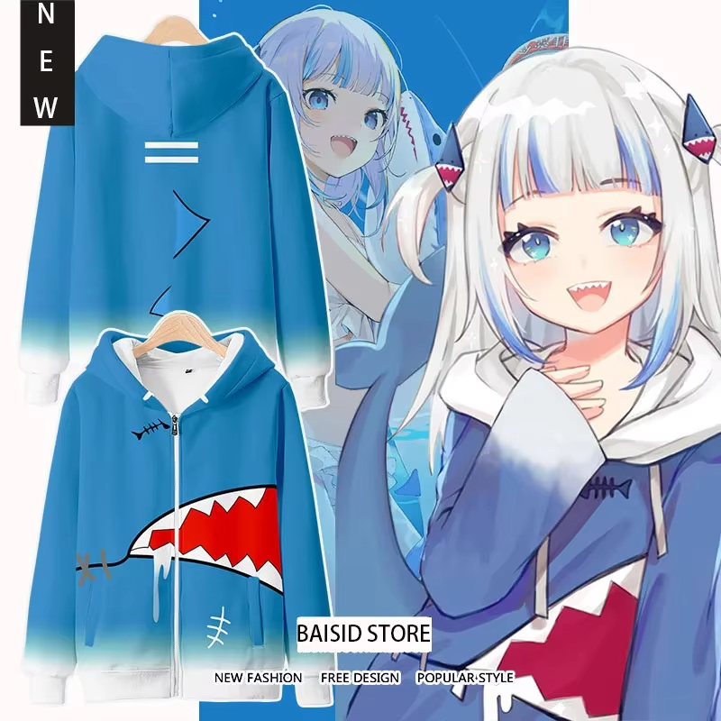 Cosplay Anime Basic - อะนิเมะGawr Guraคอสเพลย์ 3Dการพิมพ์Hoodiesผู้ชายผู้หญิงStreetwearขนาดใหญ่เสื้อซิปHoodieชายTracksuit Manเสื้อผ้า