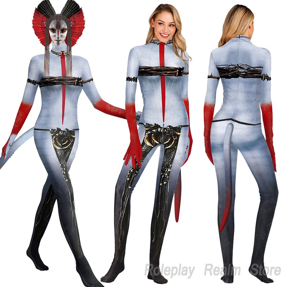 Cosplay Avatar Anime - ชุดคอสเพลย์อวาตาร์สำหรับผู้หญิง ชุดหัวหน้าเผ่า ชุดวายร้าย ชุดวารัง ชุดแคทสูท จั๊มสูทพร้อมหาง