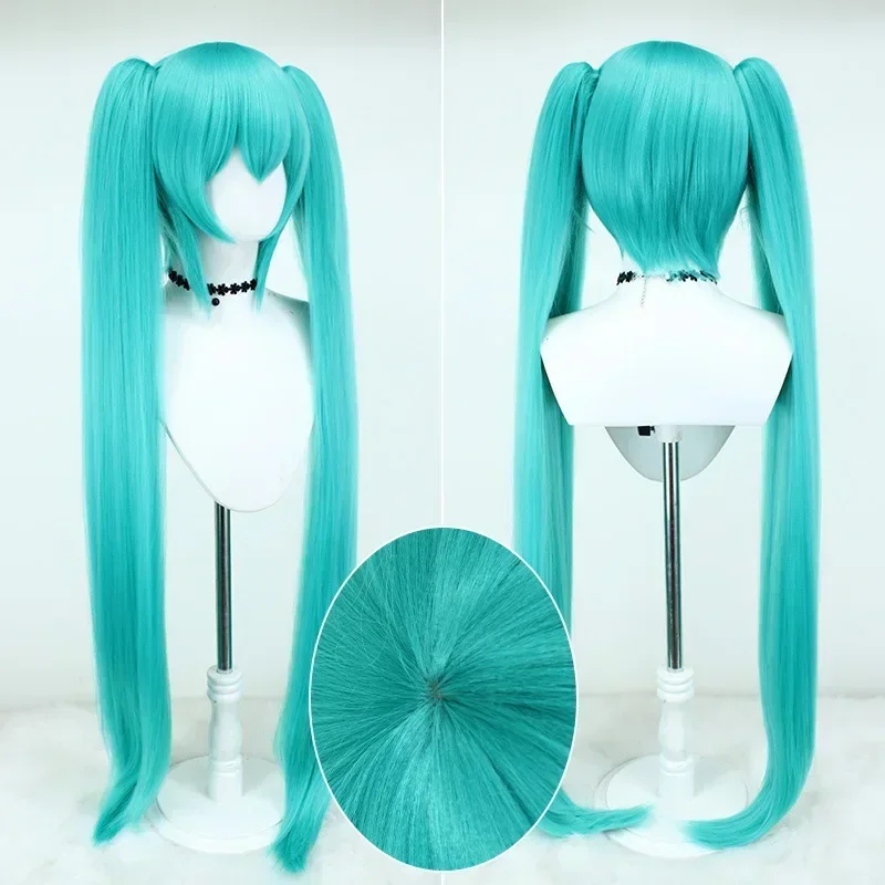 Anime Cosplay Miku - 2026 มิกุคอสเพลย์วิกผมยาว 105 ซม. สีฟ้าสีเขียวผมหางม้าคู่เส้นใยสังเคราะห์สำหรับอะนิเมะฮาโลวีนปาร์ตี้คริสต์มาส