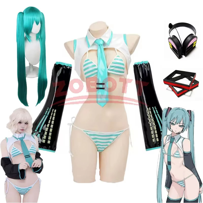 Anime Cosplay Miku - อะนิเมะมิกุคอสเพลย์มิกุ ฟอร์มูล่าชุดคอสเพลย์เครื่องแต่งกายสาวหิมะคริสต์มาสบทบาทสมมุติชุดบิกินี่ชุดคอสเพลย์