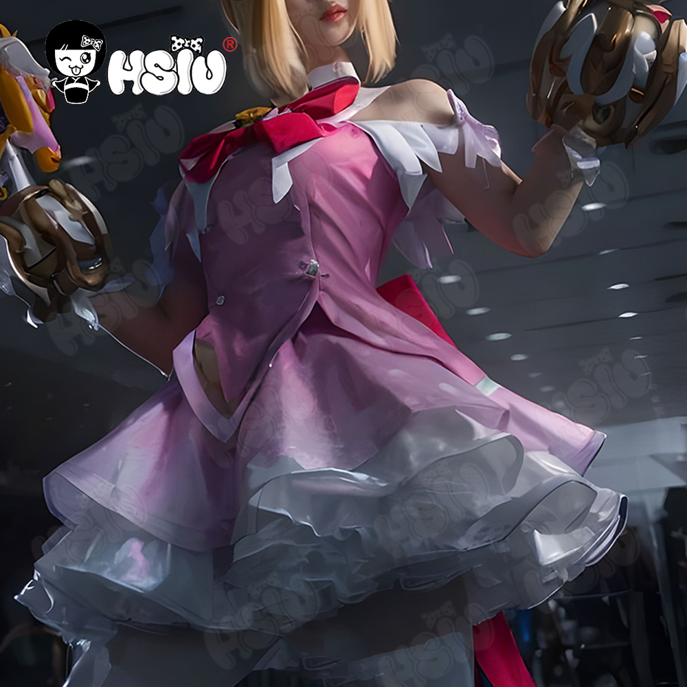 Anime Cosplay Pink - ชุดคอสเพลย์จูโน พร้อมวิกผม HSIU สีบลอนด์พีชชมพู ผมสั้น สาวเวทมนตร์