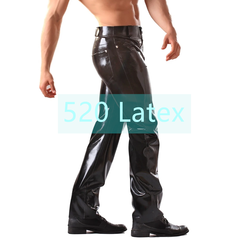 Cosplay Anime Basic - กางเกงเลกกิ้งยางลาเท็กซ์ผู้ชายแบบแฮนด์เมด Back To Basic กางเกงยางลาเท็กซ์ผู้ชายแบบยีนส์ มีซิปด้านหน้าพร้อมกระเป๋า