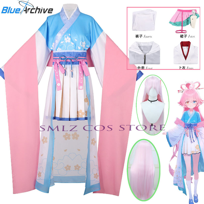 Anime Cosplay Pink - เกมบลูอาร์ไคฟ ทาคานาชิ โฮชิโนะคอสเพลย์เครื่องแต่งกายผู้หญิงสีชมพูสีฟ้าชุดฮันฟูวิกผมชุดปาร์ตี้ฮาโลวีนชุดสำหรับสตรี