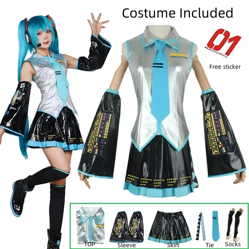 ชุดคอสเพลย์ครบชุด ทำจากหนังสีเ - Anime Cosplay Miku บทวิจารณ์และราคา