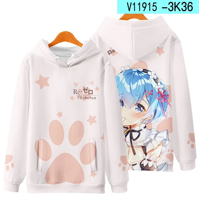 3D Re Zero Cosplay Hoodie Anim - Cosplay Anime Basic บทวิจารณ์และราคา